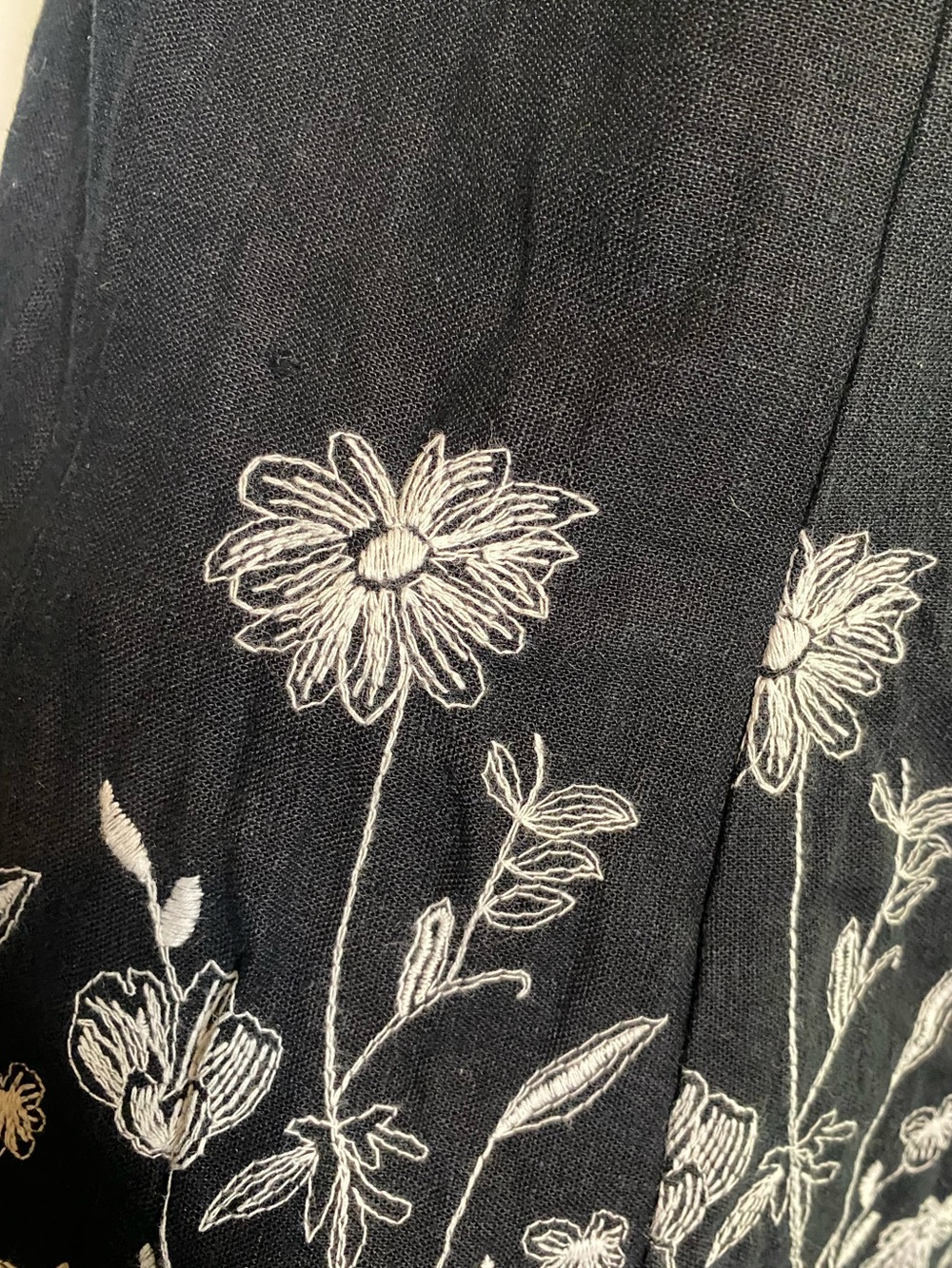 Floral Flower Embroidered Black Midi Skirt Fairycore Botanical Garden Cottage 8 - Picture 5 of 10